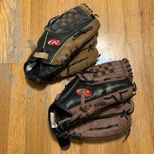 two Rawling 11in baseball gloves